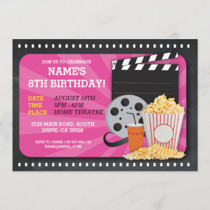 Invitation Cinéma de nuit Cinéma de fête d'anniversaire Visit