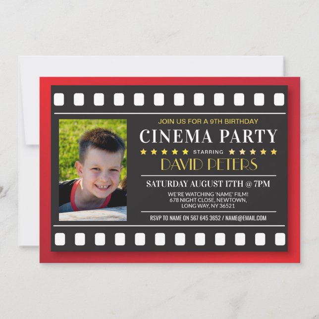 Invitation Cinéma Fête d'anniversaire Film N'importe quel âge (Devant)