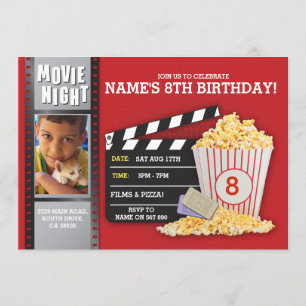 Invitation Cinéma Nuit Rouge Cinéma Anniversaire Fête Photo