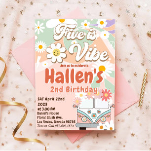 Invitation Cinq a Vibe Super Retro Rainbow 5e anniversaire