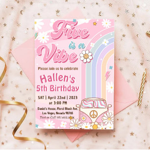 Invitation Cinq a Vibe Super Retro Rainbow 5e anniversaire