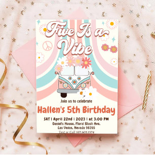 Invitation Cinq a Vibe Super Retro Rainbow 5e anniversaire