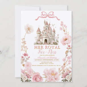 Invitation Cinq ans royaux Château Ruban Rose Anniversaire