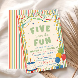Invitation Cinq fois plus de plaisir 5e anniversaire