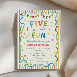 Invitation Cinq fois plus de plaisir Anniversaire 5 ans d'une