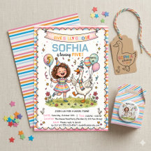 Cinq Oie Folle Aquarelle Enfants 5ème Anniversaire