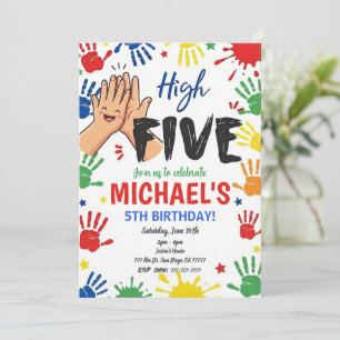 Invitation Cinq sur Cinq Anniversaire Hi Five Fête d'annivers