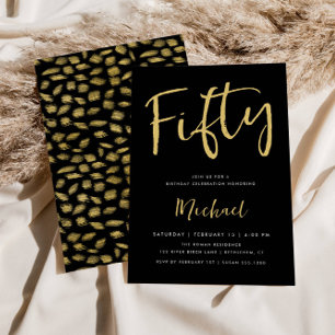 Invitation Cinquante 50e anniversaire Black Gold Motif Retour
