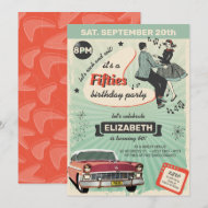 Invitation Cinquante Anniversaire Rockabilly En Vert