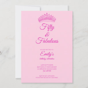 Invitation Cinquante ans et Fabuleuse Couronne Rose Anniversa