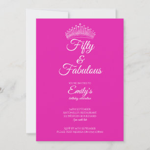 Invitation Cinquante ans et Fabuleuse Couronne Rose Anniversa