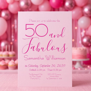 Invitation Cinquante ans et Fabuleuse Fête d'anniversaire ros