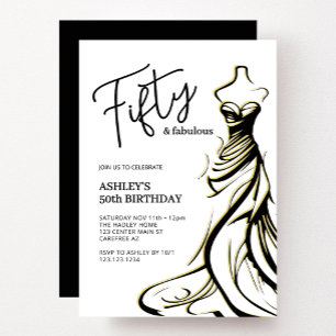Invitation Cinquante ans et Fabuleuse Robe Noir Blanc 50e Ann