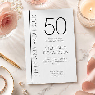 Invitation Cinquante ans et Fabuleux Anniversaire Moderne de