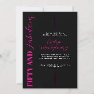 Invitation Cinquante ans et Fabuleux Fête d'anniversaire Blac