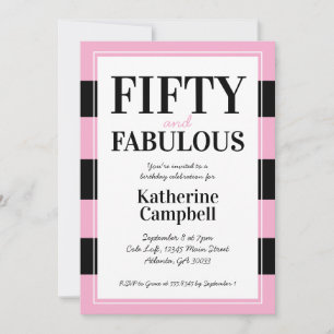 Invitation Cinquante ans et Fabuleux Fête d'anniversaire Blac