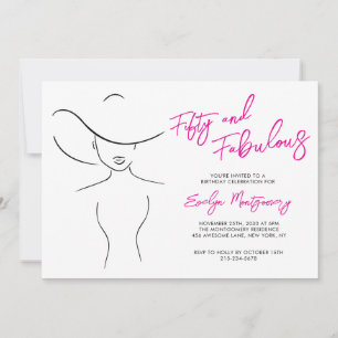 Invitation Cinquante ans et Fabuleux Ligne Art Fête d'anniver