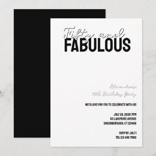 Invitation Cinquante ans et Fabuleux Minimal Fête d'anniversa