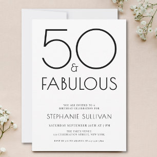 Invitation Cinquante ans et Fabuleux Minimal Fête d'anniversa