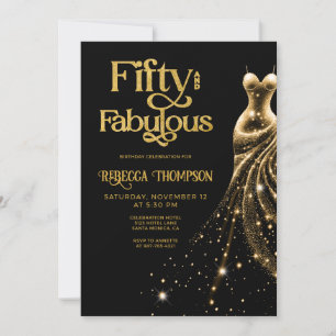 Invitation Cinquante ans et Fabuleux Robe Or Noir 50e Anniver