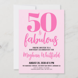 Invitation Cinquante ans et Fabuleux Rose Foncé Fête d'annive