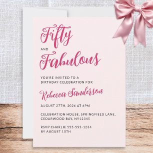 Invitation Cinquante ans et Fabuleux Rose Foncé Fête d'annive