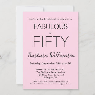 Invitation Cinquante ans et Fabuleux Rose Pâle Fête d'anniver