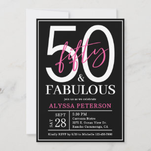 Invitation Cinquante ans et Fabuleux Script 50e Anniversaire