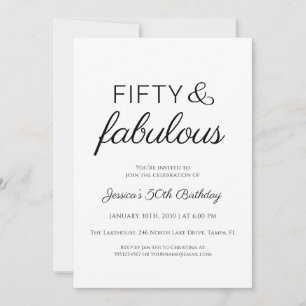 Invitation Cinquante ans et Fabuleux Texte de Script Invitati