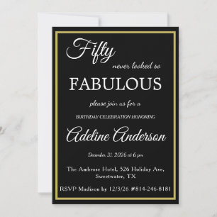 Invitation Cinquante ans et Fantastique Femme Noir Or 50e Ann