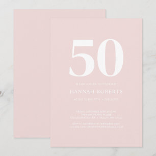 Invitation Cinquante ans et Fantastique Rose Pâle Fête d'anni