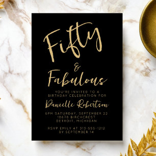 Invitation Cinquante ans et Fantastique Texte doré pour une f