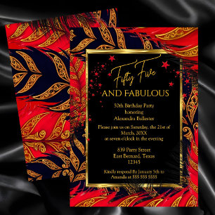 Invitation Cinquante-cinq ans Fabulux Anniversaire Rouge Or P
