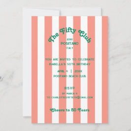 Invitation Cinquante Club Pink Stripe 50ème anniversaire