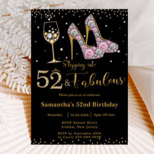 Invitation Cinquante-deux fabuleux talons hauts Bubbly 52e an