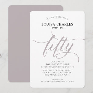 Invitation CINQUANTE élégant anniversaire chic script champig