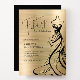 Invitation Cinquante et fabuleuse robe moderne 50e anniversai