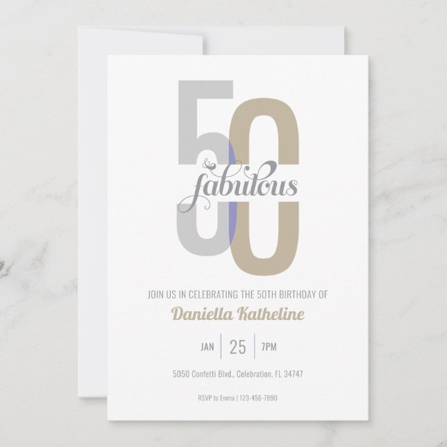 Invitation Cinquante et fabuleux 50e anniversaire moderne (Devant)