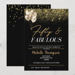 Invitation Cinquante et fabuleux anniversaire d'or féminin