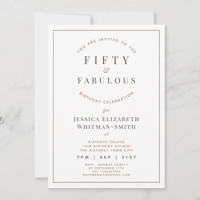Invitation Cinquante et fabuleux anniversaire moderne (Devant)