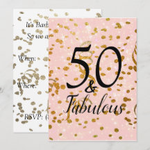Cinquante et fabuleux Confetti rose et or Annivers