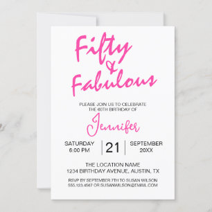 Invitation Cinquante et fabuleux rose 50e anniversaire