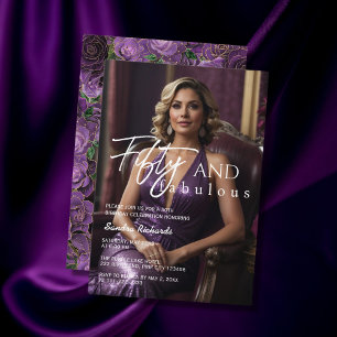 Invitation Cinquante et fabuleux Rose pourpre 50e anniversair