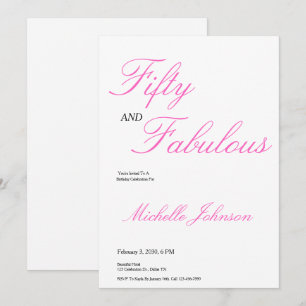 Invitation Cinquante & Fabuleux Fête d'anniversaire rose 50 a