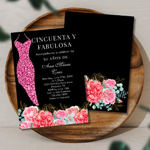 Invitation Cinquante & Fabuleux Glamour Noir 50e Anniversaire