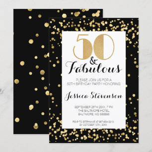 Invitation Cinquante & Fabuleux Or Fête d'anniversaire des 50