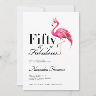 Invitation Cinquante Flamant Rose Fabuleux Fête d'anniversair