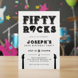 Invitation Cinquante Picks de guitare Rocks Fête d'anniversai
