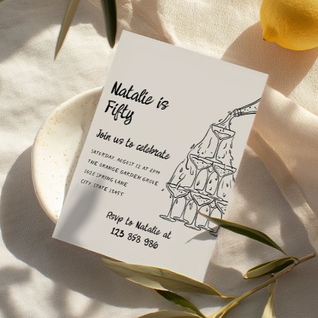 Invitation Cinquante tour de Champagne illustrée 50e annivers (Créateur téléchargé)