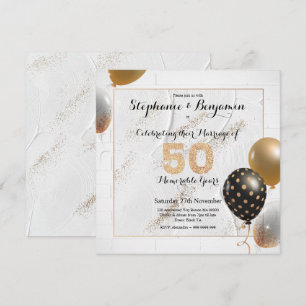 Invitation Cinquantième anniversaire de mariage doré paillett